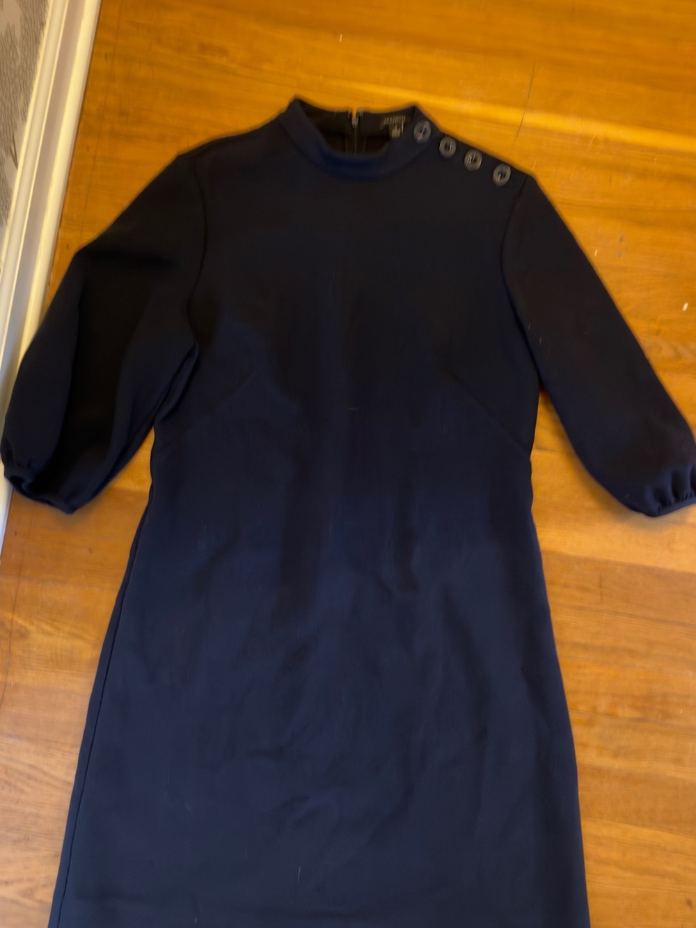 Ann Taylor size 10 Classic Black Button-Shoulder Sheath Dress